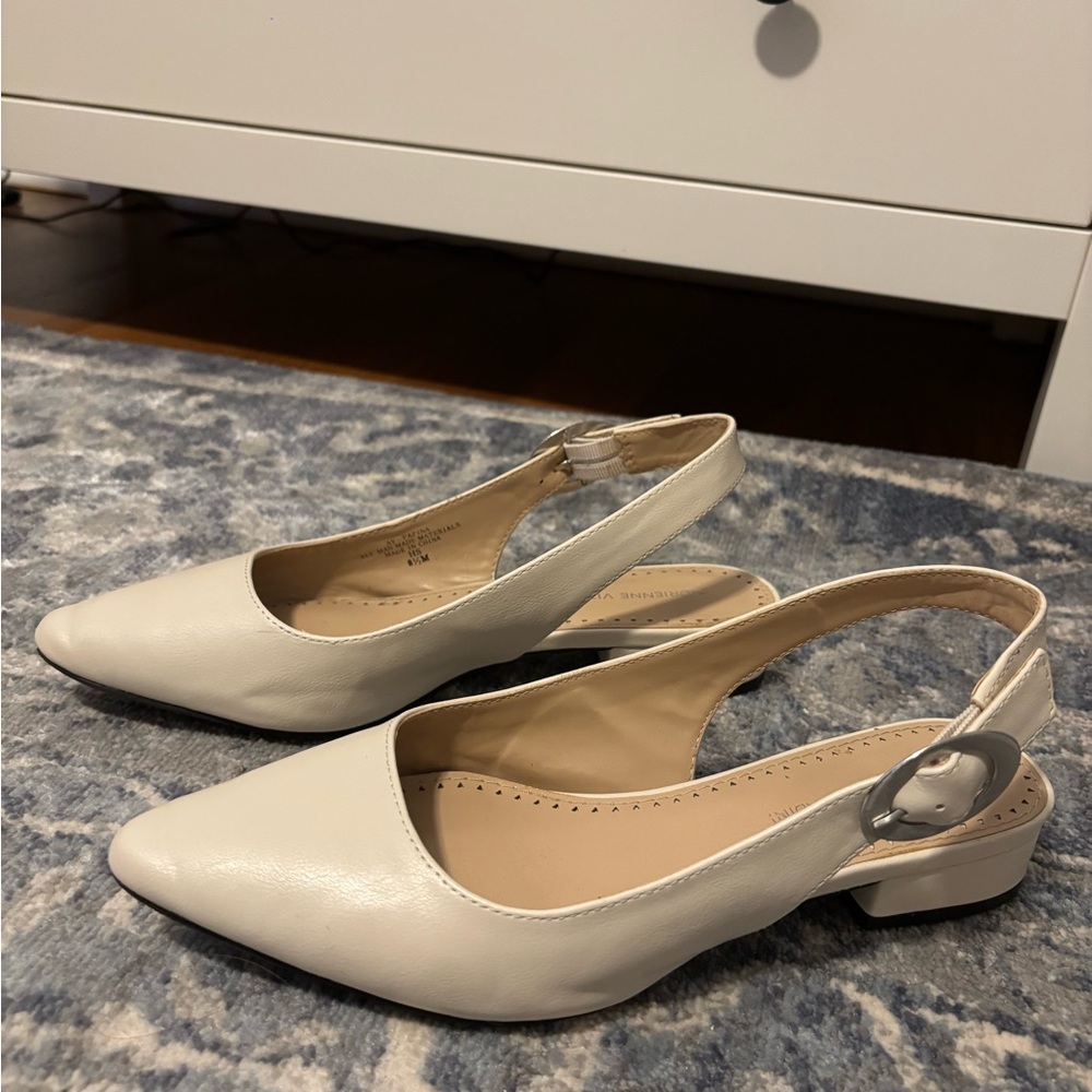 Adrienne Vittadini Cream Slingback Flats